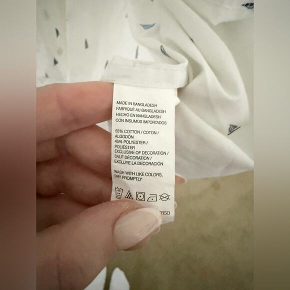 IZOD Short Sleeve Button Down Shirt Sailboats Blue White Cotton Blend Size XXL - Picture 9 of 9